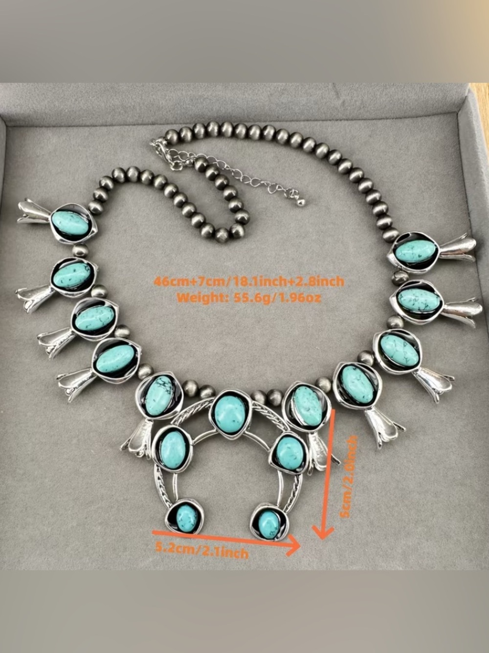 WESTERN Navajo Style Statement Necklace Squash Blossom - Picture 2 of 4
